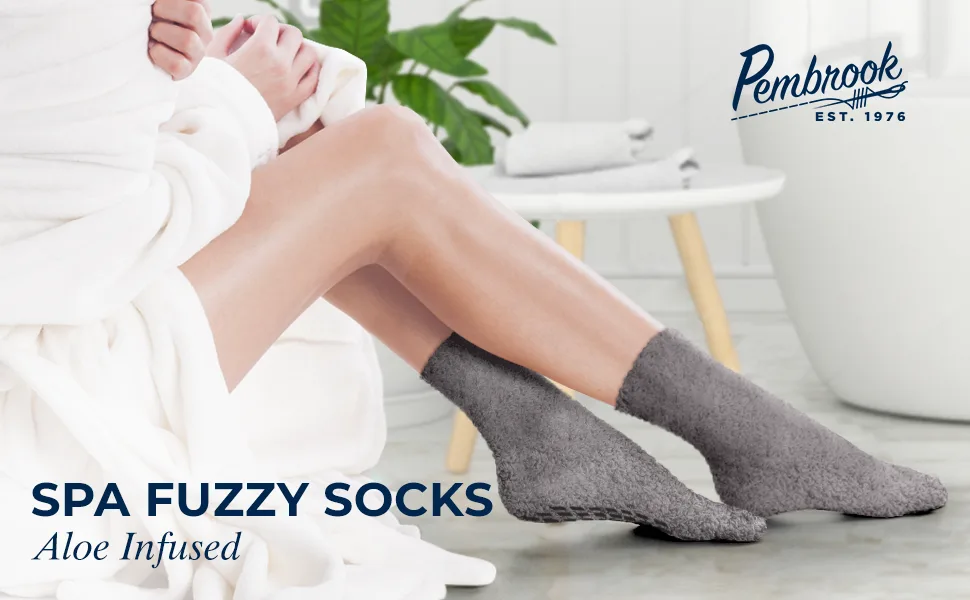 Pembrook Moisturizing Spa Socks Aloe Infused | 2-Pair | Fuzzy Non Skid Gel Sleeping Socks 2- Pairs - Color Set 001 - product information 27