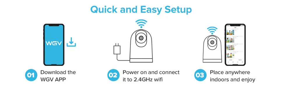 WGV Security Camera -2K Cameras for Home Security with Smart Motion Dection, Night Vision, Two-Way Audio,Cloud & SD Card Storage,Work with Alexa, Ideal Indoor Camera for Baby Monitor/Pet Camera white - dog camera with phone app