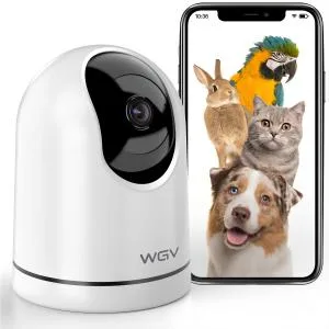 WGV Security Camera -2K Cameras for Home Security with Smart Motion Dection, Night Vision, Two-Way Audio,Cloud & SD Card Storage,Work with Alexa, Ideal Indoor Camera for Baby Monitor/Pet Camera white - Security Camera