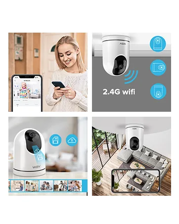 WGV Security Camera -2K Cameras for Home Security with Smart Motion Dection, Night Vision, Two-Way Audio,Cloud & SD Card Storage,Work with Alexa, Ideal Indoor Camera for Baby Monitor/Pet Camera white - wifi camera
