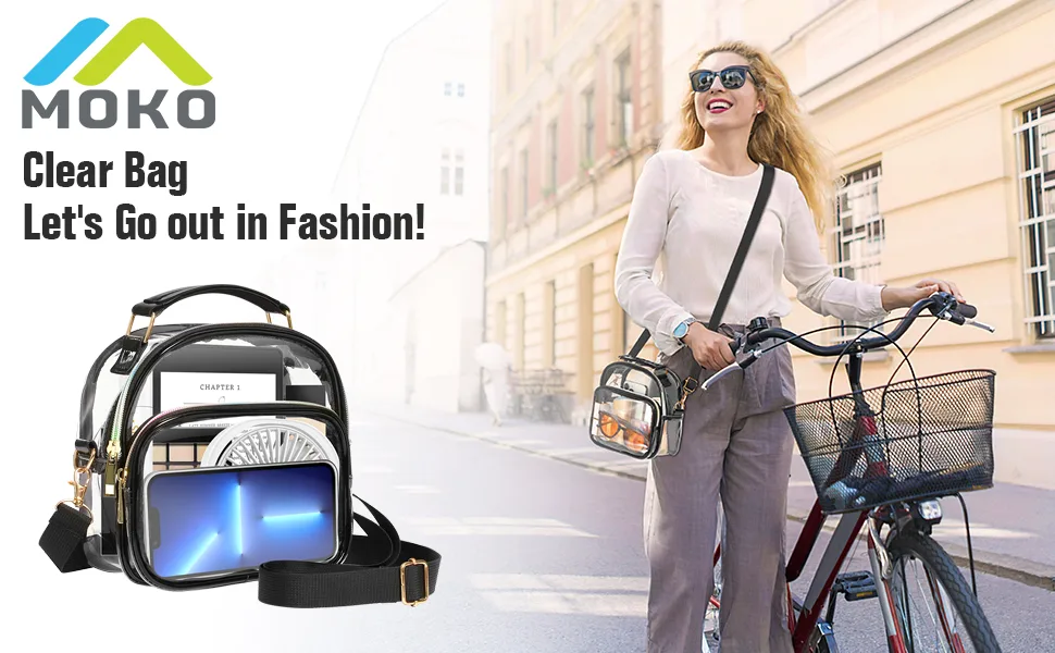 MoKo Clear Bag Stadium Approved for Women, Large Capicity Crossbody Bag with 2 Pockets and Zipper Silver - product information 6