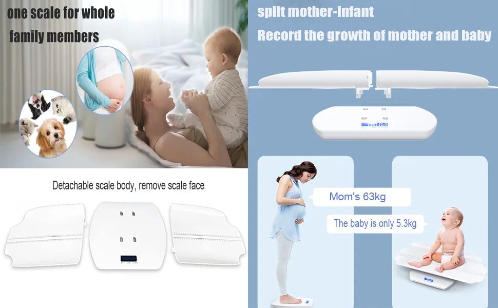 Raincol Baby Scale, Pet Scale, Multi-Function Toddler Scale, Digital Baby Scale, Blue Backlight, Weight and Height Track. - Baby Scale