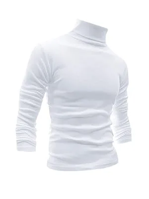 Men Slim Fit Lightweight Long Sleeve Pullover Top Turtleneck T-Shirt Red & Black Large - mens turtleneck long sleeve shirts men slim fit turtleneck mens red turtleneck men turtleneck men