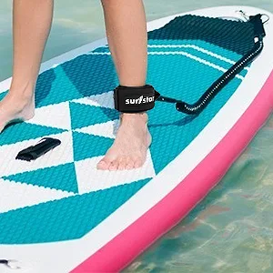 surfstar 10 Coiled SUP Leash, Paddleboard Ankle Leash Surfboard Leash, Stand Up Paddle Board Safety Ankle Strap - paddle board leash