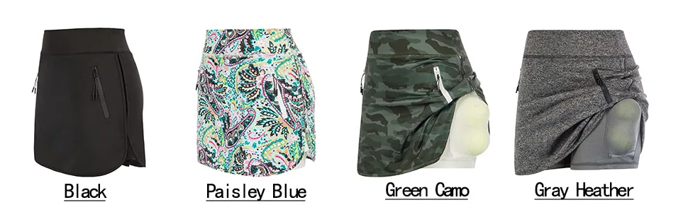 JACK SMITH Women's Athletic Skorts Lightweight Active Skirts with Zip Pockets Running Golf Shorts Paisley Navy Small - product information 13