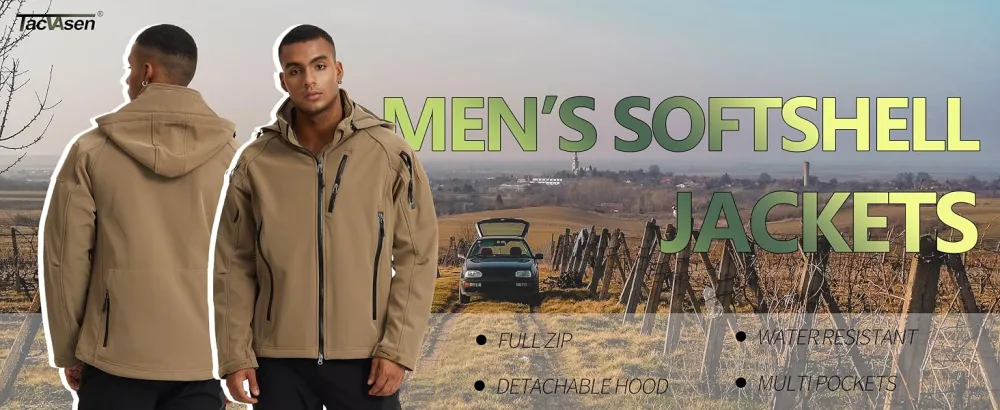 TACVASEN Men's Special Ops Tactical Jacket Water-Resistant Softshell Hiking Detachable Hoodie Fleece Jacket X-Large Green - 057-1