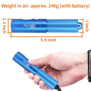 ARCHON V10S Scuba Diving Flashlight 1200 Lumens Waterproof Dive Light with Power Indicator Narrow Beam and USB Charger Black Torch for Underwater Lighting - V10S-5