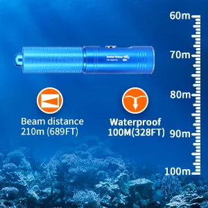 ARCHON V10S Scuba Diving Flashlight 1200 Lumens Waterproof Dive Light with Power Indicator Narrow Beam and USB Charger Black Torch for Underwater Lighting - V10S-6
