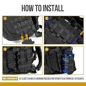 OneTigris ROC Minimalist Adjustable Bottle Holster MOLLE Panel Gear Holder Universal Fit 600ml to 1000ml Water Bottle Black - military fans tactical backpack pack water bottle hydration carrier organizer pouch