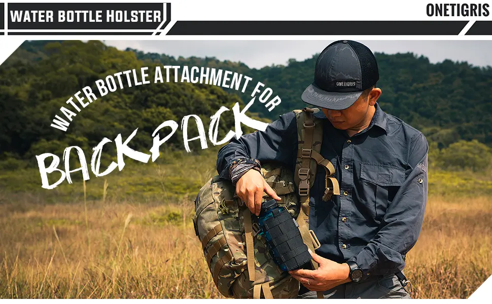 OneTigris ROC Minimalist Adjustable Bottle Holster MOLLE Panel Gear Holder Universal Fit 600ml to 1000ml Water Bottle Black - mini 2019 tactical molle water bottle carrier hydration organizer pouch bag