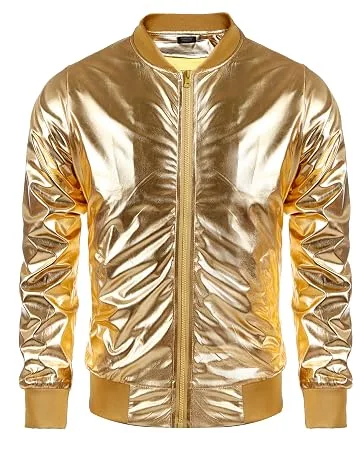 COOFANDY Mens Metallic Shiny Jeans Party Dance Disco Nightclub Pants Straight Leg Trousers Mature Black Medium - product information 3