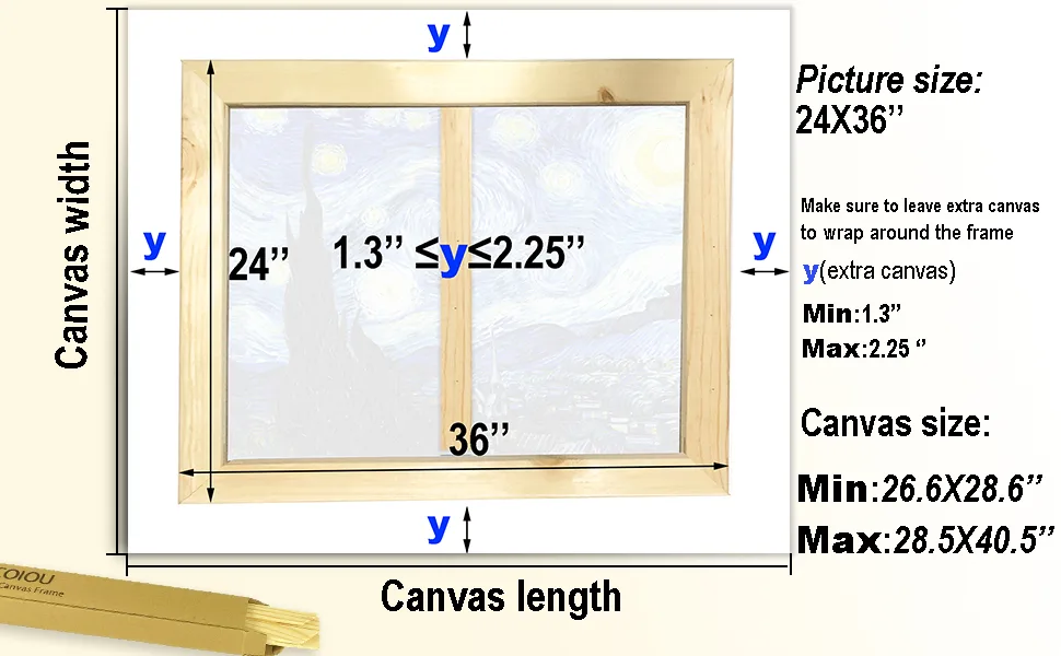 ECOIOU 24X36 Inch Canvas Stretcher Bars Frame for Paint by Numbers, Oil Paintings, Prints, Posters(Need Extra Size to wrap Around The Frame) - how to frame your canvas