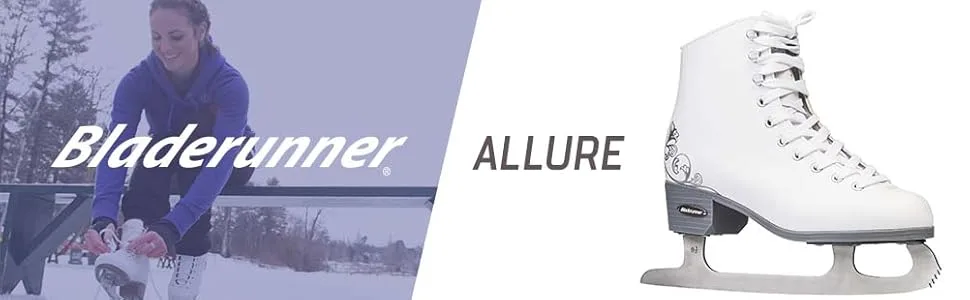 Bladerunner Ice by Rollerblade Allure Girls Figure Skate, White, Ice Skates Junior Size 12J - ALLURE FIGURE SKATE