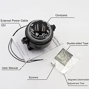 DETUCK Boat Compass Dashboard Marine Compass for Boat Compass Dash Mount Night Lighting - boat compass