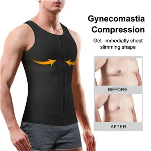 Eleady Men's Compression Shirt Undershirt Slimming Body Shaper Athletic Workout Shirts Tank Top Sport Vest with Zipper Large Black - product information 21