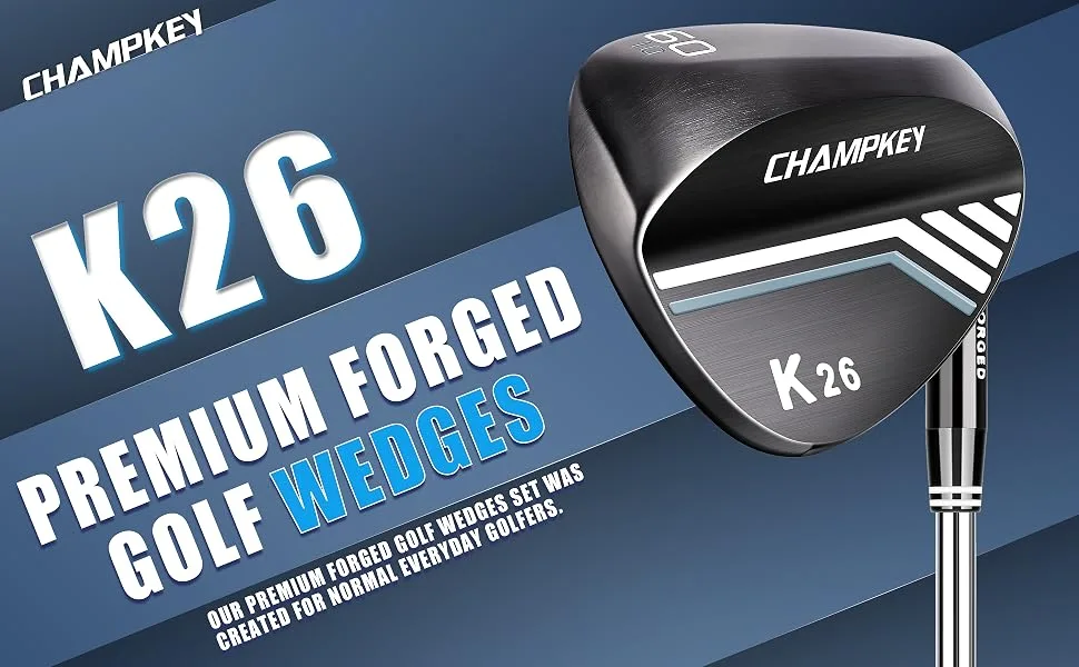 CHAMPKEY K26 Premium Forged Golf Wedges (Right Handed)|52 56 60 Degree Milled Face Golf Wedges 60 Degree Black - product information 1
