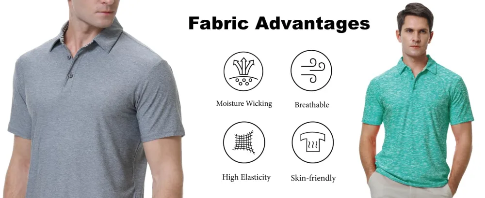 Damipow Premium Golf Shirts for Men Dry Fit Performance Polo Short Sleeve Collared Shirt Solid Blue Polo X-Large - men polo