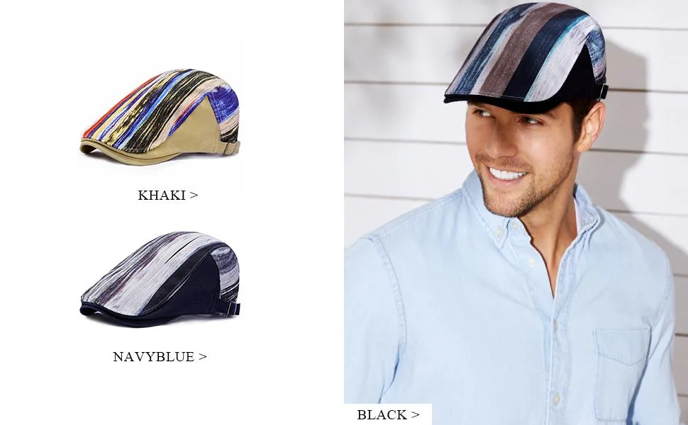 PORSYOND Men Flat Cap Newsboy Hat Beret Cabbie Ivy Cap Patchwork Adjustable Gatsby Newsboy Hat F-khaki One Size - product information 3
