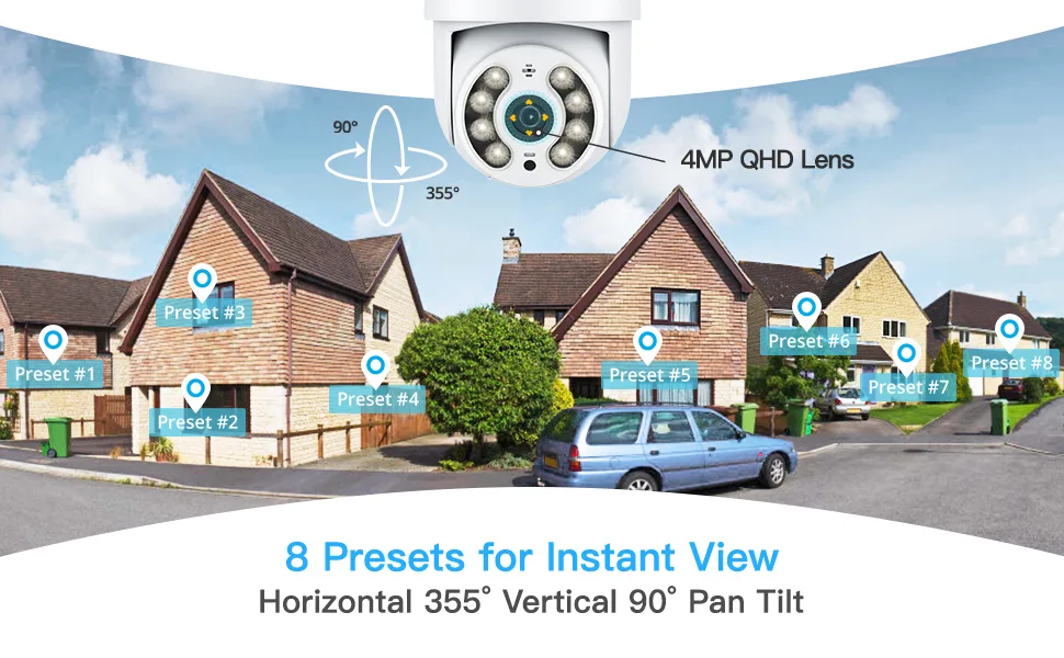 DocSmart Light Bulb Security Cameras, 2K Outdoor Wireless 360Pan/Tilt IP Light Socket Cameras for Home Security with IP65 Color Night Vision Auto Tracking Siren Alarm Two Way Audio 2.4GHz - 360 camera