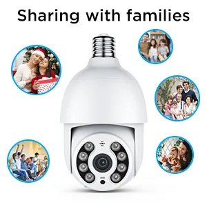 DocSmart Light Bulb Security Cameras, 2K Outdoor Wireless 360Pan/Tilt IP Light Socket Cameras for Home Security with IP65 Color Night Vision Auto Tracking Siren Alarm Two Way Audio 2.4GHz - Sharing with families