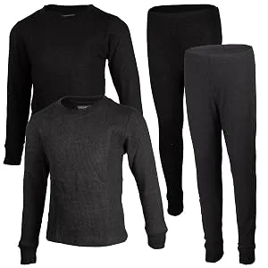 BROOKLYN VERTICAL Boys 4-Piece Thermals Set | Long Sleeve Shirt, Pants Ages 1-16 Combo D 5-6 - combo a