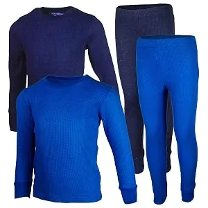 BROOKLYN VERTICAL Boys 4-Piece Thermals Set | Long Sleeve Shirt, Pants Ages 1-16 Combo D 5-6 - combo c