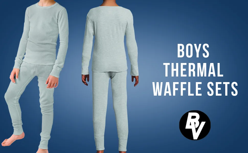 BROOKLYN VERTICAL Boys 4-Piece Thermals Set | Long Sleeve Shirt, Pants Ages 1-16 Combo D 5-6 - thermal sets