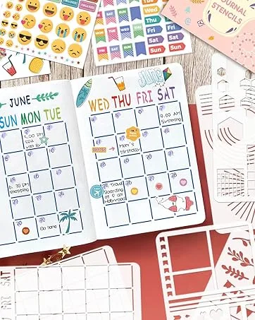 16Pcs Journal Stencils Set - Time Saving Bullet Journaling Supplies/Accessories Kit -Ultimate Productivity Planner Stencil for Bullet Journal Stencils A5 Dotted Journals - Bullet Journals Stencils Set - Bullet Journaling Supplies/Accessories Kit