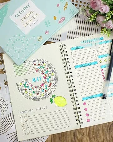 16Pcs Journal Stencils Set - Time Saving Bullet Journaling Supplies/Accessories Kit -Ultimate Productivity Planner Stencil for Bullet Journal Stencils A5 Dotted Journals - Bullet Journals Stencils Set - Bullet Journaling Supplies/Accessories Kit