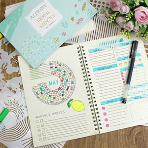 16Pcs Journal Stencils Set - Time Saving Bullet Journaling Supplies/Accessories Kit -Ultimate Productivity Planner Stencil for Bullet Journal Stencils A5 Dotted Journals - Journal Stencils Set- Time Saving Planner Supplies/Accessories Kit