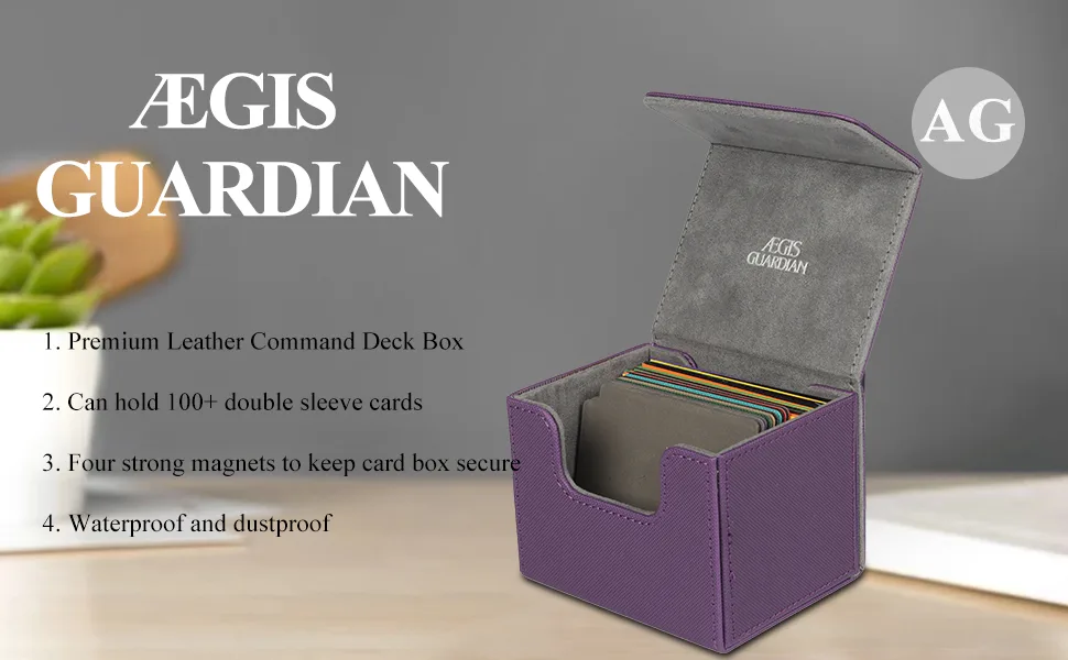 AEGIS GUARDIAN Commander Deck Box Magic Deck Box for MTG TCG Holds 100+ Sleeved Cards Leather Card Deck Box for Collectible Cards Deck, Purple 6 - product information 1