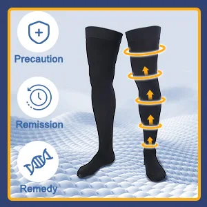 2 Pairs Thigh High Men's Compression Socks 20-30 mmHg Compression Stockings with Silicone Grip Men's Dress Socks for Swelling Closed Toe Medium - product information 3