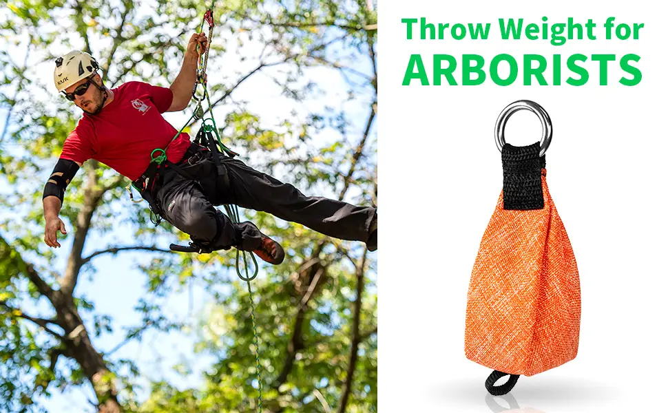 Dawitrly Arborists Throw Weight Bag with D-Ring and Bottom Loop for High Limb Throwing, Tree Climbing Use Orange,250g/8.8oz - Throw Weight for Arborists