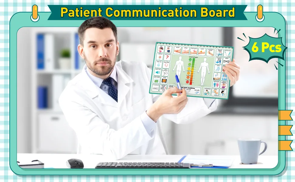 6 Pcs Patient Communication Board for Nonverbal Children & Adults ...