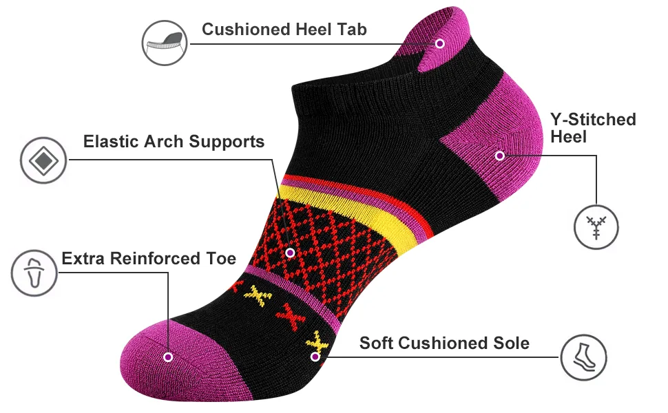 Eallco Womens Socks Ankle Athletic Socks Short Running Socks With Cushioned Sole 6 Pairs 6 Pairs Black - product information 16