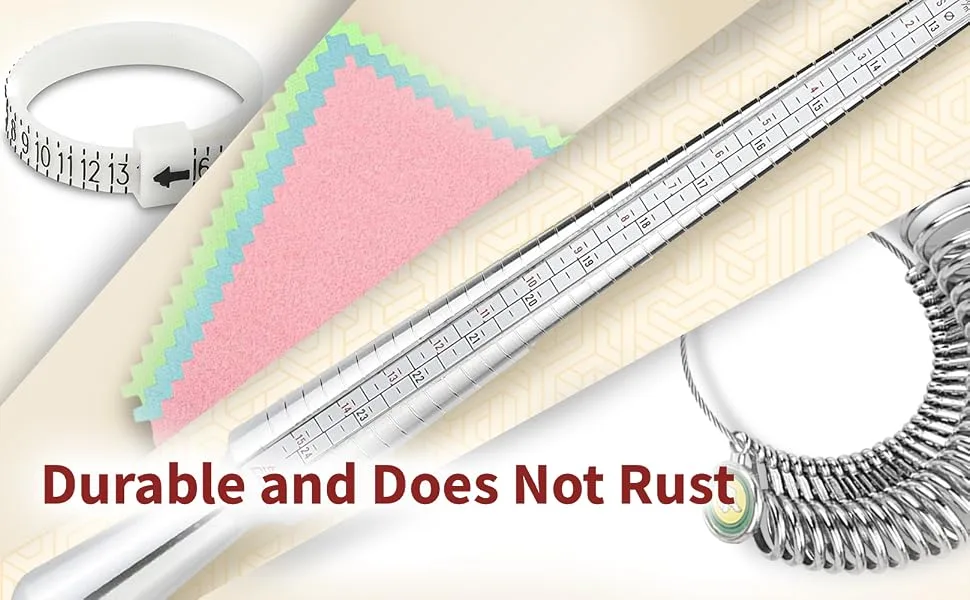Metal Ring Sizer Measuring Tool Ring Sizer Measuring Tool Set, Ring Gauges with Finger Sizer Mandrel Ring Sizer Tools for Jewelry Sizing Measuring Metallic - Metal Ring Sizer