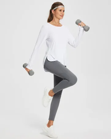 BALEAF Women's Quick Dry Shirts Long Sleeve for Running Hiking Workout UPF50+ SPF Lightweight Pullover 1/4 Zip Pullover Medium Light Blue - RUNNING