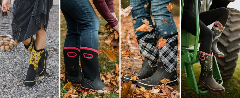 HISEA Rain Boots for Women Mid Calf Rubber Boots Waterproof Neoprene Insulated Barn Boots for Mud Working Gardening 8 Black - rain boots