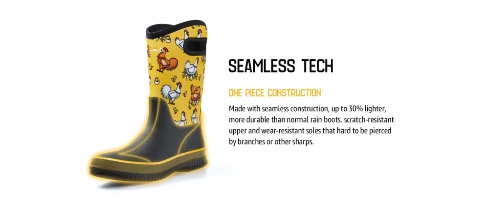 HISEA Rain Boots for Women Mid Calf Rubber Boots Waterproof Neoprene Insulated Barn Boots for Mud Working Gardening 8 Black - womens rain boots