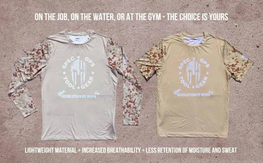 Spec Ops Tool Gear Tactical Construction T-Shirt for Men, Great for Working & Outdoor Activities Long Sleeve Medium Desert Tan Camo - spec ops tool gear tactical t-shirt
