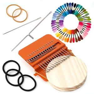 Caydo 14 Hooks Speedweve Darning Mini Loom Machine with 50 Color Darning Threads for Beginners Quickly Mending Jeans Socks, Mini Weave Tool for DIY Artful Patterns, Repair Clothes - Caydo 14 Hooks Darning Mini Loom Machine
