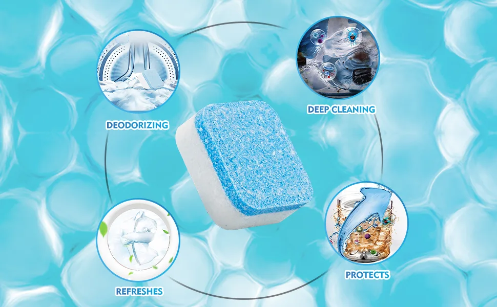 Zimtty Washing Machine Cleaner Descaler 32 Tablets, Deep Washer Machine Cleaner Tablets for HE Front Load and Top Load Washers, Suitable for All Washer Machines - washer machine cleaner