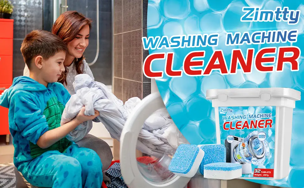 Zimtty Washing Machine Cleaner Descaler 32 Tablets, Deep Washer Machine Cleaner Tablets for HE Front Load and Top Load Washers, Suitable for All Washer Machines - washing machine cleaners