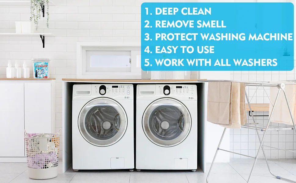 Zimtty Washing Machine Cleaner Descaler 32 Tablets, Deep Washer Machine Cleaner Tablets for HE Front Load and Top Load Washers, Suitable for All Washer Machines - washing machine cleaners