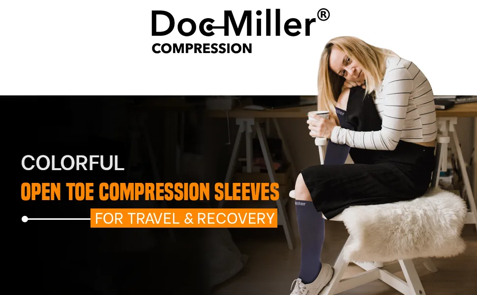Doc Miller Open Toe Compression Socks 1 Pair 20-30mmHg Support Circulation Recovery Shin Splints Varicose Veins Red XX-Large - Open Toe Compression Socks Support Circulation Recovery women knee high Stockings Graduated Sleeve