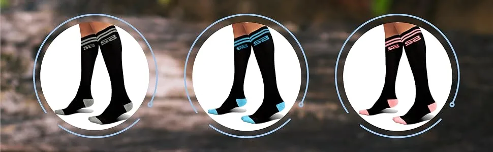 SB SOX Compression Socks (20-30mmHg) for Men & Women  Best Striped/Fun Compression Socks for All Day Wear! X-Large Two Stripes (Black/Gray) - compression socks for women compression socks compression socks men compression stockings for women