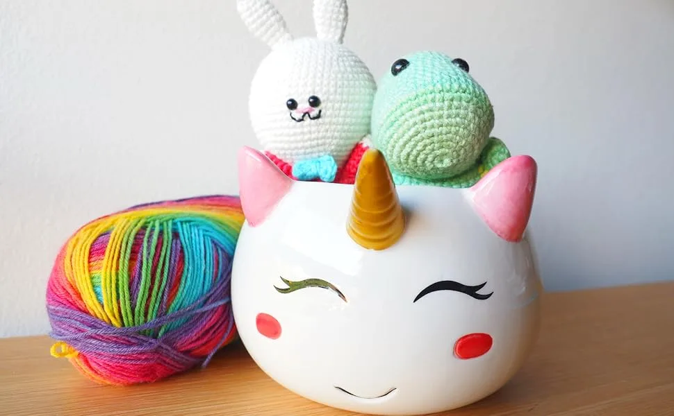 Unicorn Yarn Bowl for Knitting - Ceramic Knitting Bowl Extra Large 8.5- Ceramic Yarn Bowl Crochet Accessories Yarn Holder Storage Gift for Knitters - Unicorn