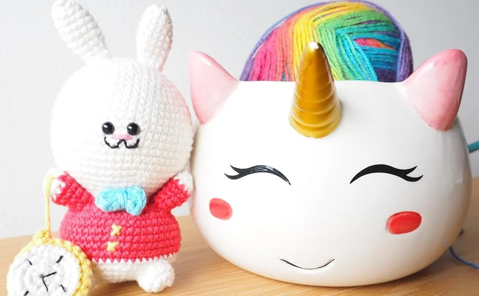 Unicorn Yarn Bowl for Knitting - Ceramic Knitting Bowl Extra Large 8.5- Ceramic Yarn Bowl Crochet Accessories Yarn Holder Storage Gift for Knitters - Yarn Bowl