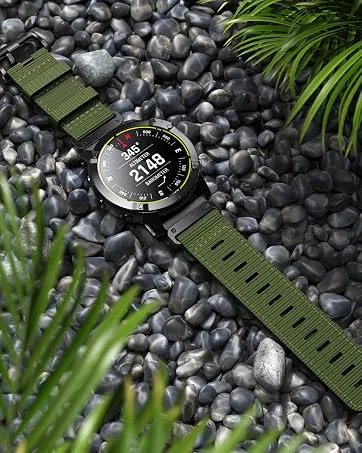 CUZOW Compatible with fenix 5 watch band for Fenix 5 Plus/Fenix 6/6 Pro/Instinct/Forerunner 945/Approach S60, 22mm Nylon Quick Release Watch Band Replacement, Army Green - JM 22