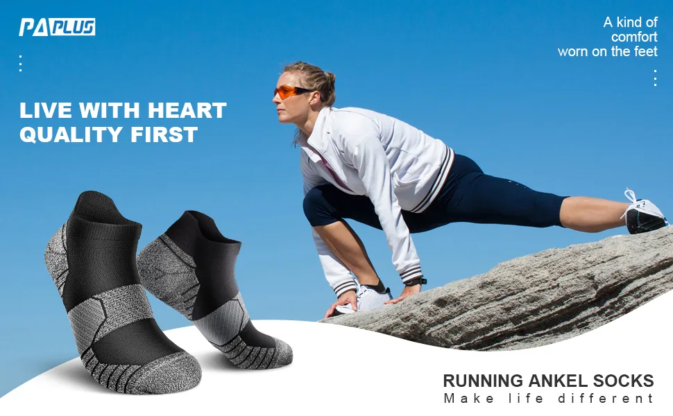 PAPLUS Compression Running Socks Women (6 Pairs), Ankle Athletic Socks Low Cut with Arch Support Mix of Colors(6 Pairs) Small-Medium - ankle socks